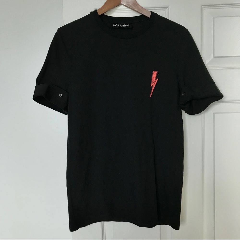 Neil Barrett black t shirt XS red lightning bolt